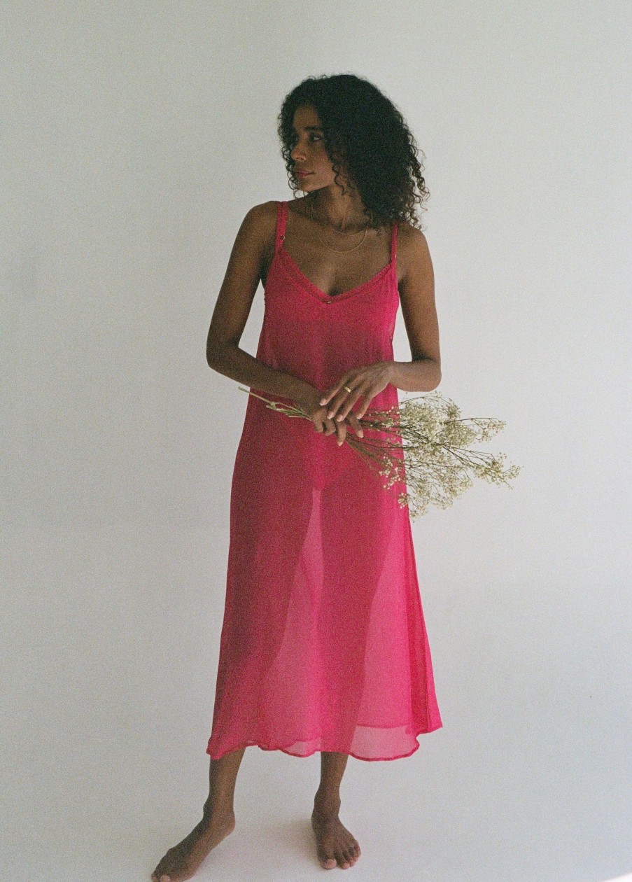 Women Gooseberry Intimates Silk | Silk Maxi Dress Fuchsia