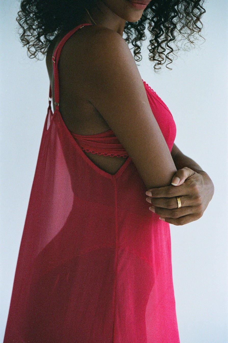 Women Gooseberry Intimates Slip Dresses | Silk Mini Dress Fuchsia